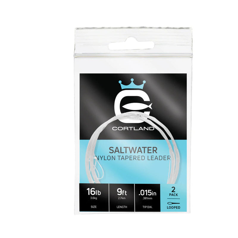 CORTLAND SALTWATER NYLON TAPERED LEADER - 2 PACK 9FT
