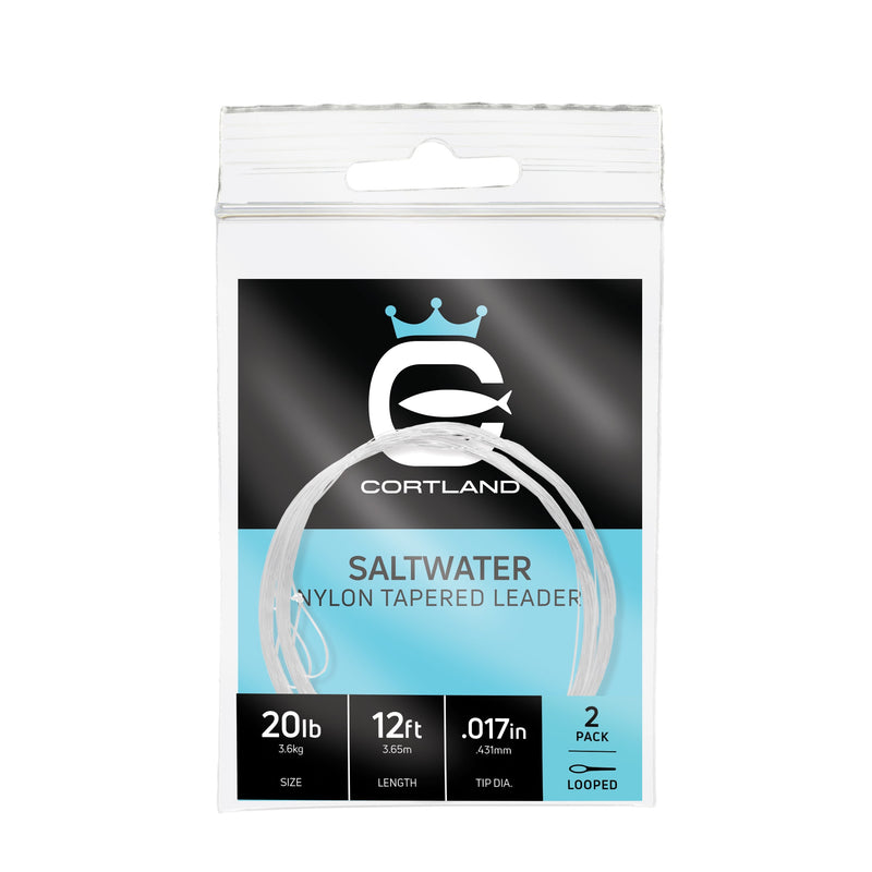 CORTLAND SALTWATER NYLON TAPERED LEADER - 2 PACK 12FT