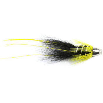 SALMON TUBES - PLASTIC FLY BLACK & YELLOW FRANCIS MINI CONEHEAD