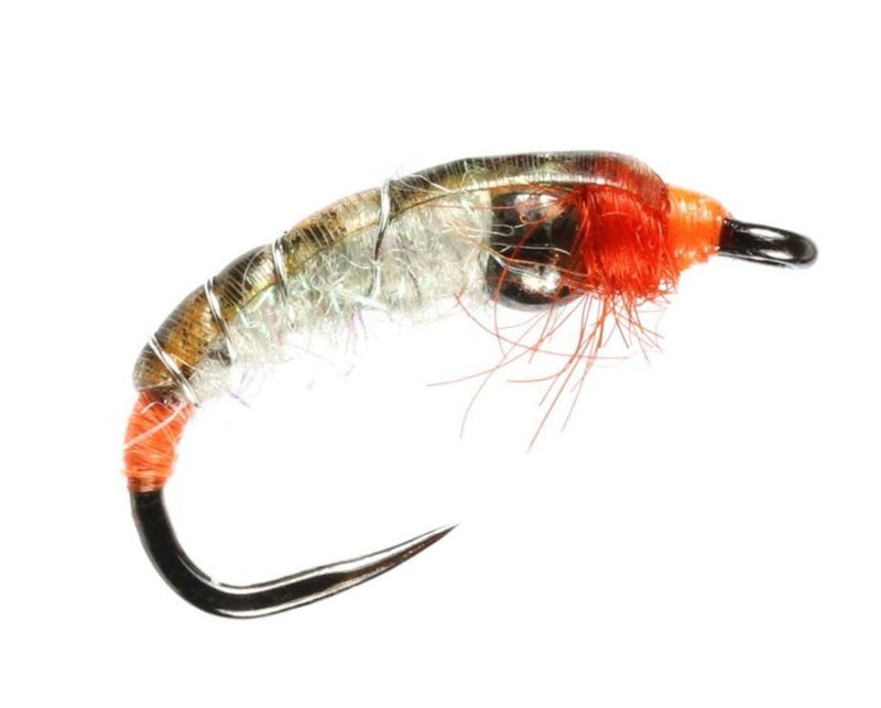 TUNGSTEN NYMPH FLY ORANGE PEARL SHRIMP BARBLESS