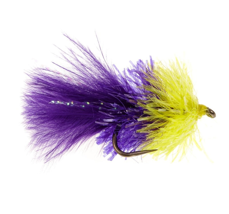 BLOB / BUNG BARBLESS FLY TWO TONE PURPLE & YELLOW BLOB
