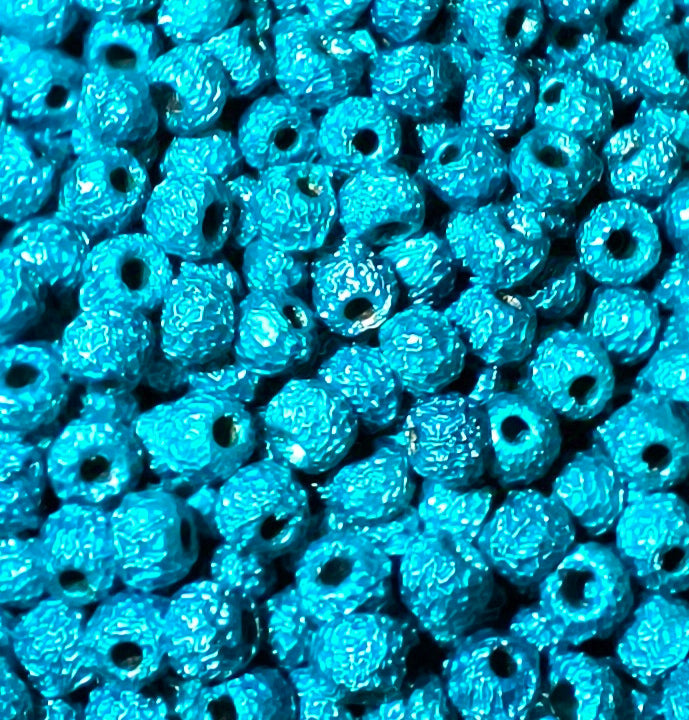 BRASS COUNTER SUNK GLITTER BLUE FLY TYING BEADS