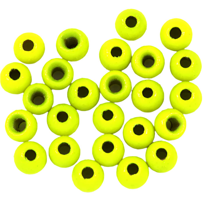 TUNGSTEN COUNTER SUNK FLU CHARTREUSE FLY TYING BEADS