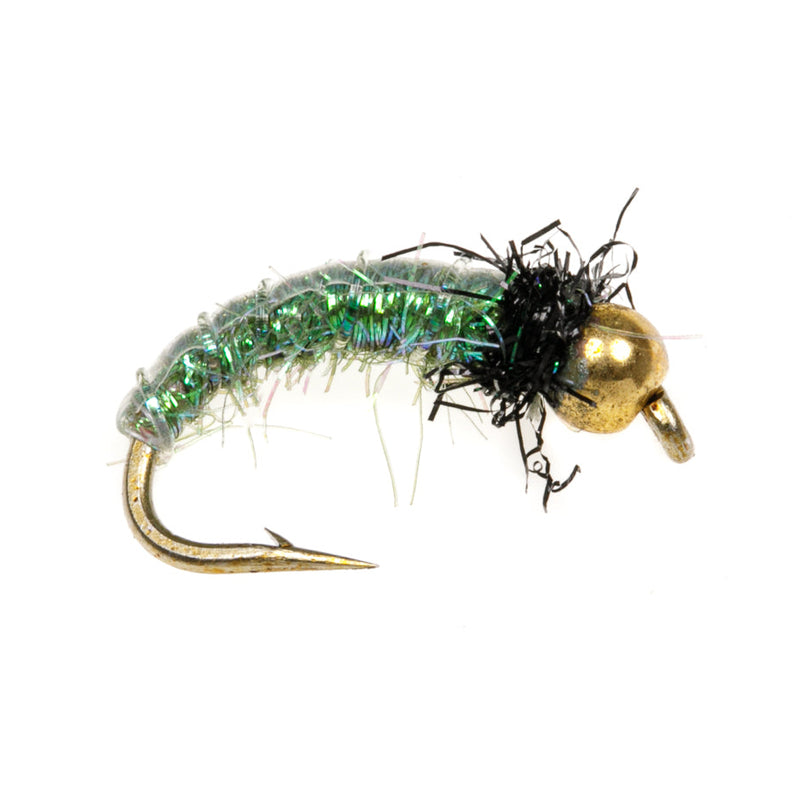 BEADHEAD FLY OLIVE FLASH SHRIMP GRUB BH