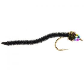 BEADHEAD FLY BLACK WORM RAINBOW BH