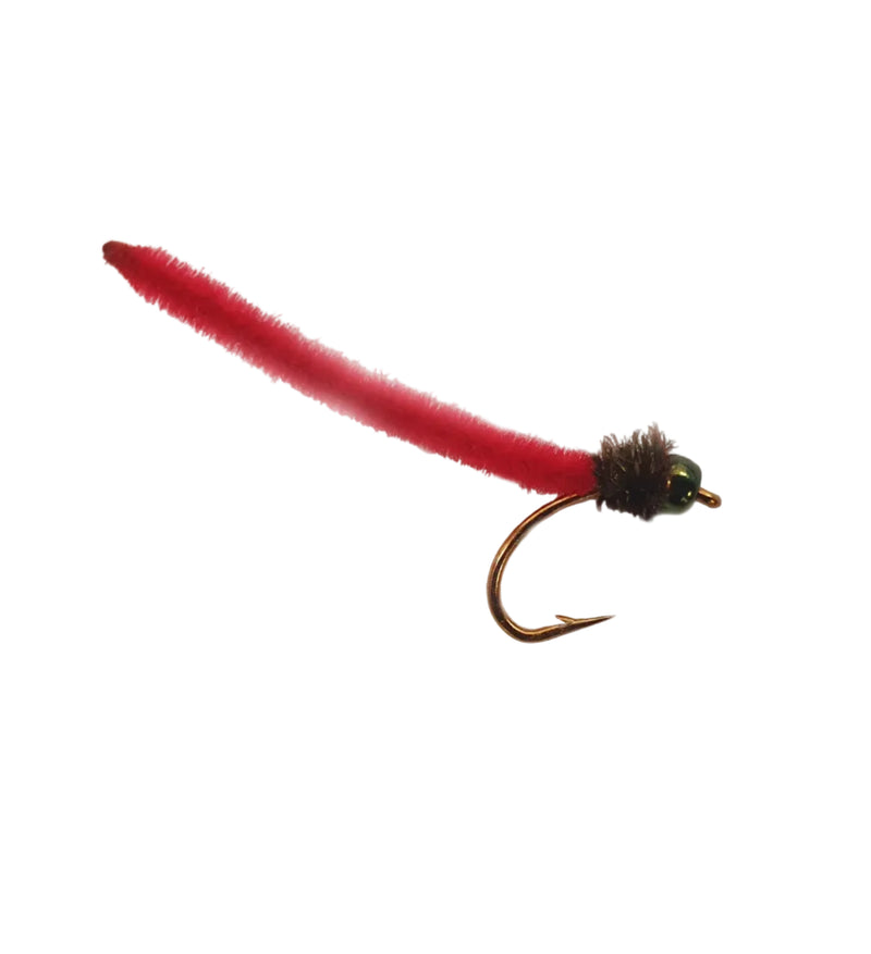 BEADHEAD FLY RED WORM RAINBOW BH