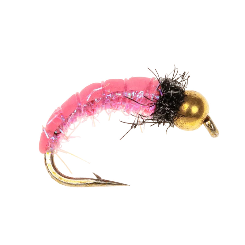 BEADHEAD FLY PINK FLASH SHRIMP GRUB BH