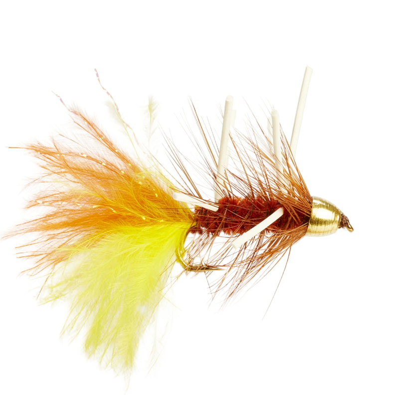 CONE HEAD BUGGER FLY BROWN RUBBER LEGS