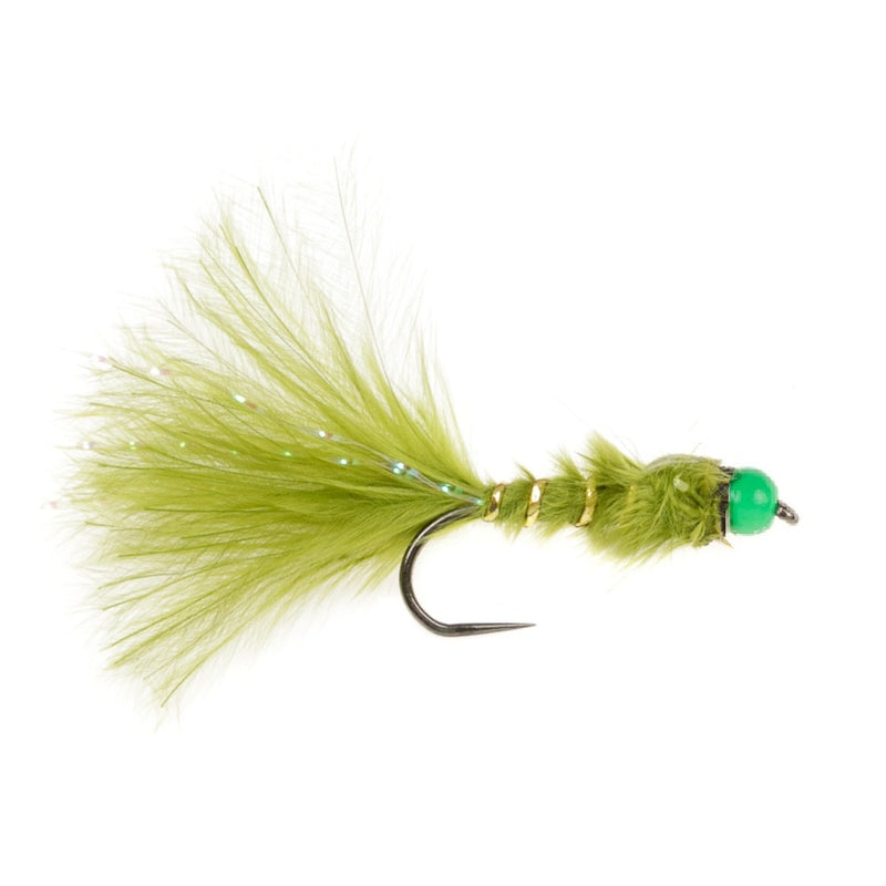 DAMSEL FLY BARBLESS BEADHEAD DAMSEL HOTHEAD GREEN