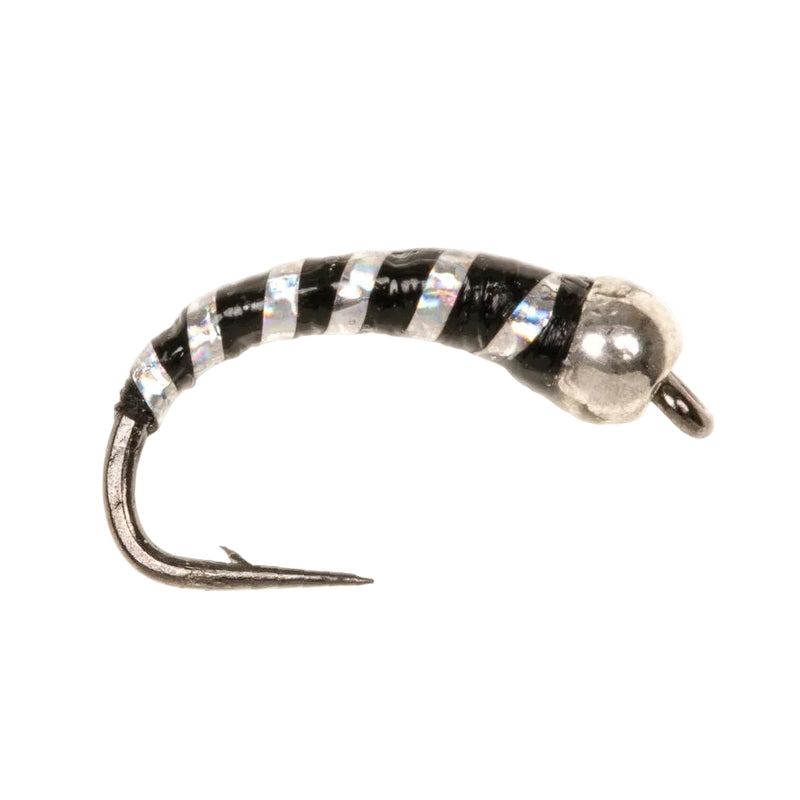 BUZZER FLY SILVER BEAD EPOXY BLACK & SILVER RIB BUZZER