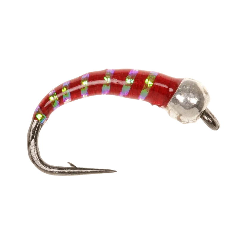 BUZZER FLY SILVER BEAD EPOXY RED & PEARL RIB BUZZER