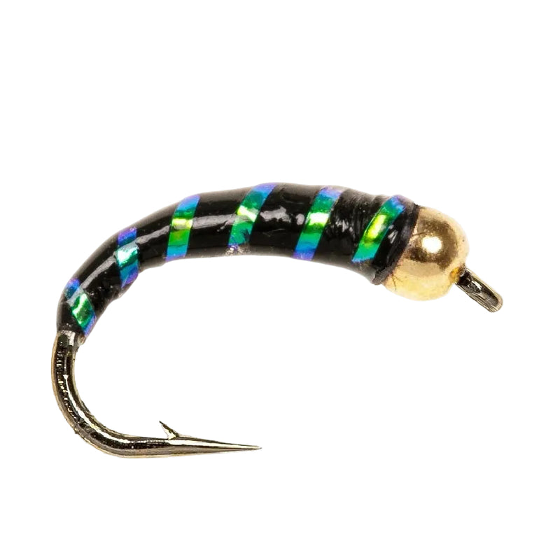 BUZZER FLY GOLD BEAD EPOXY BLACK & PEARL RIB BUZZER