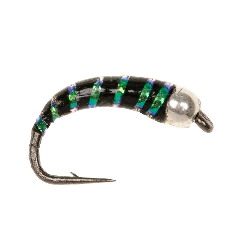 BUZZER FLY SILVER BEAD EPOXY BLACK & PEARL RIB BUZZER