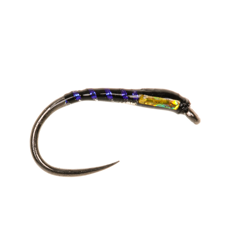 BUZZER BARBLESS FLY EPOXY BUZZER BLACK & UV RIB YELLOW CHEEKS