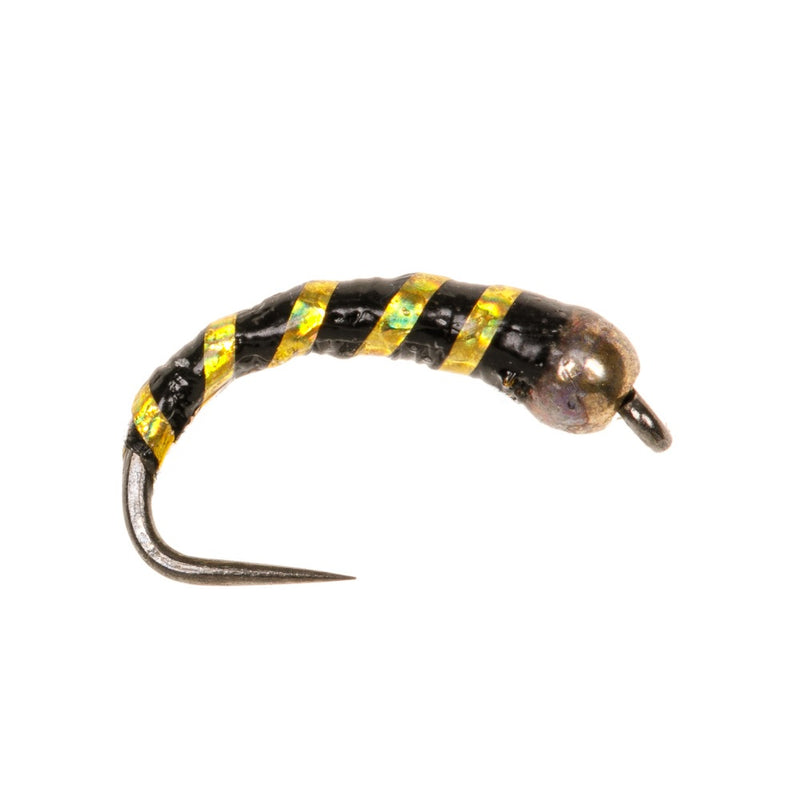 BUZZER BARBLESS FLY GOLD BEAD EPOXY BLACK & GOLD RIB BUZZER