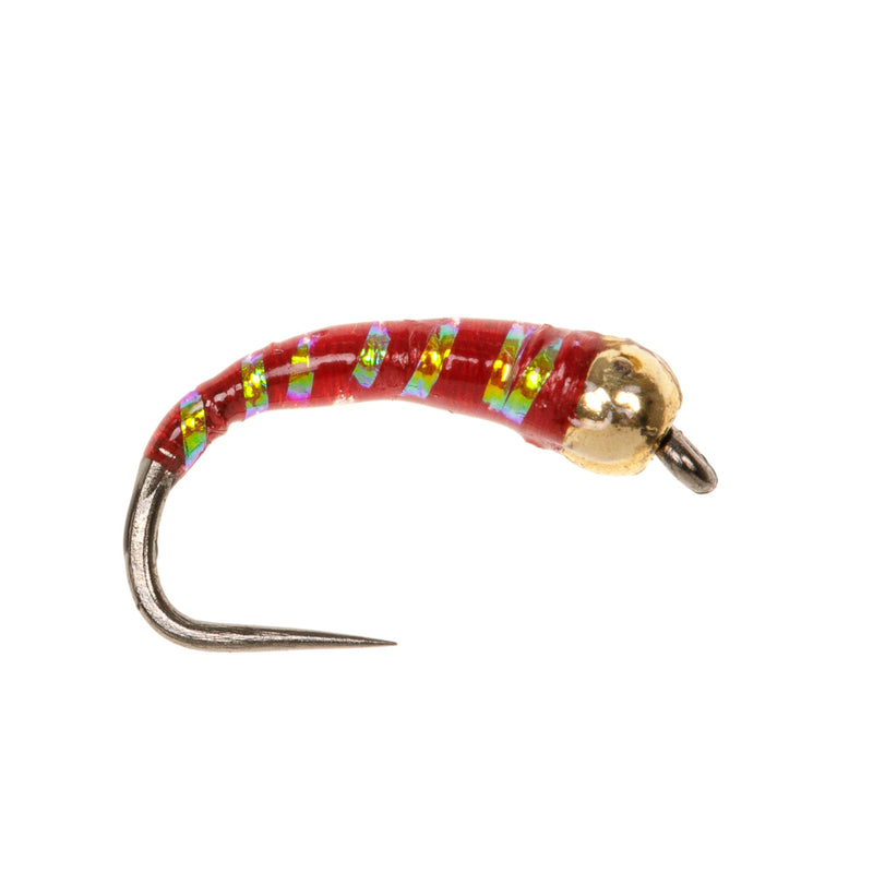 BUZZER BARBLESS FLY GOLD BEAD EPOXY RED & GOLD RIB BUZZER