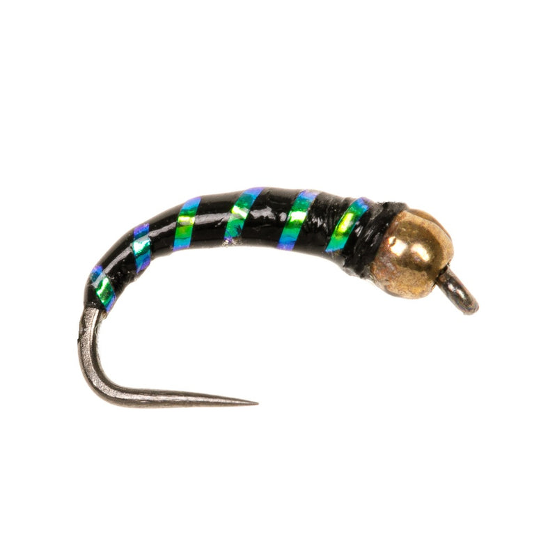 BUZZER BARBLESS FLY GOLD BEAD EPOXY BLACK & PEARL RIB BUZZER