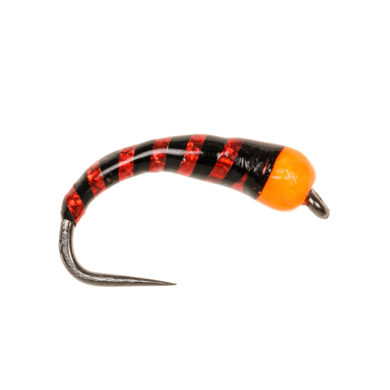 BUZZER BARBLESS FLY HOT HEAD ORANGE BLACK & PRED HOLO RIB BUZZER