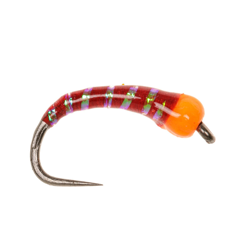 BUZZER BARBLESS FLY HOT HEAD ORANGE ORANGE & PEARL RIB BUZZER