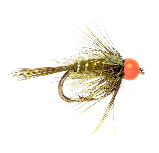 HOT HEAD FLY HOTHEAD ORANGE OLIVE NYMPH