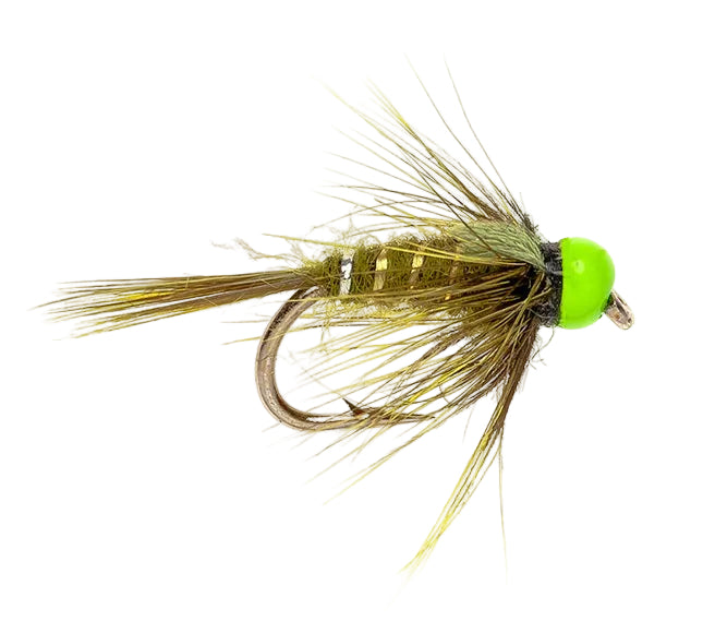 HOT HEAD FLY HOTHEAD GREEN OLIVE NYMPH