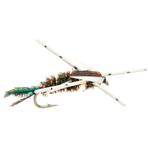 HEAVY STONE NYMPH FLY SPECKLED DOUBLE BEAD STONEFLY PEACOCK