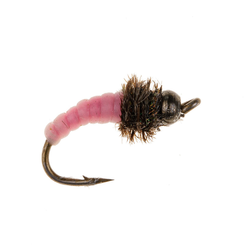NORDIC TROUT FLY PINK GRUB BLACK HEAD