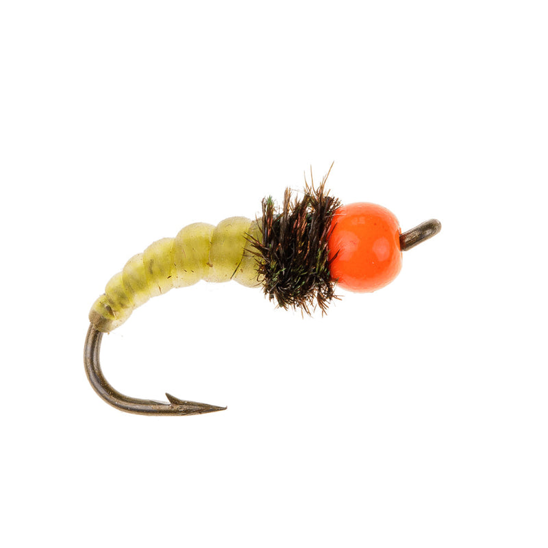NORDIC TROUT FLY YELLOW GRUB ORANGE HEAD