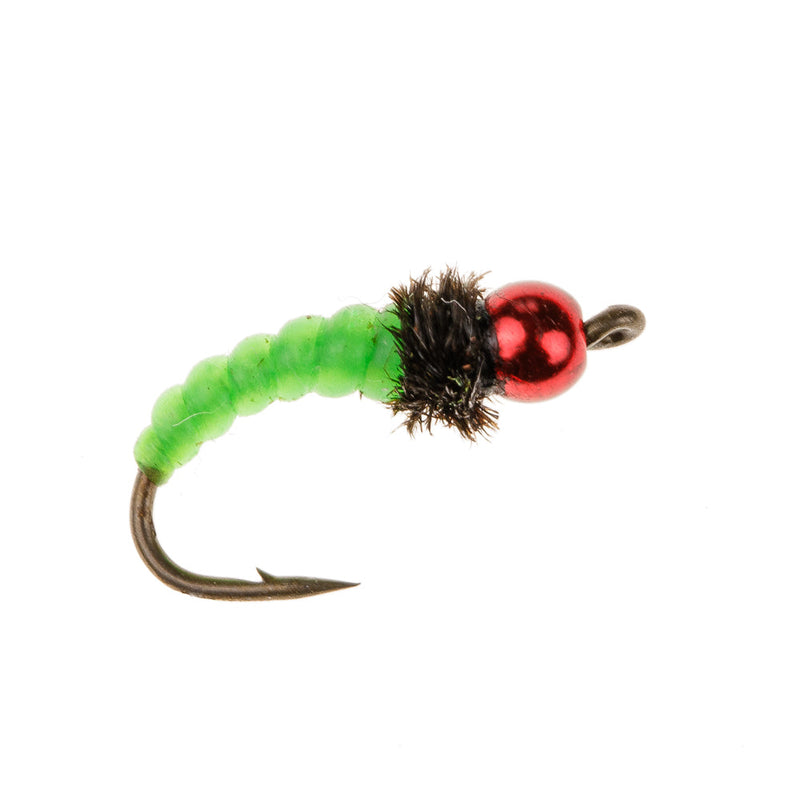 NORDIC TROUT FLY GREEN GRUB RED HEAD