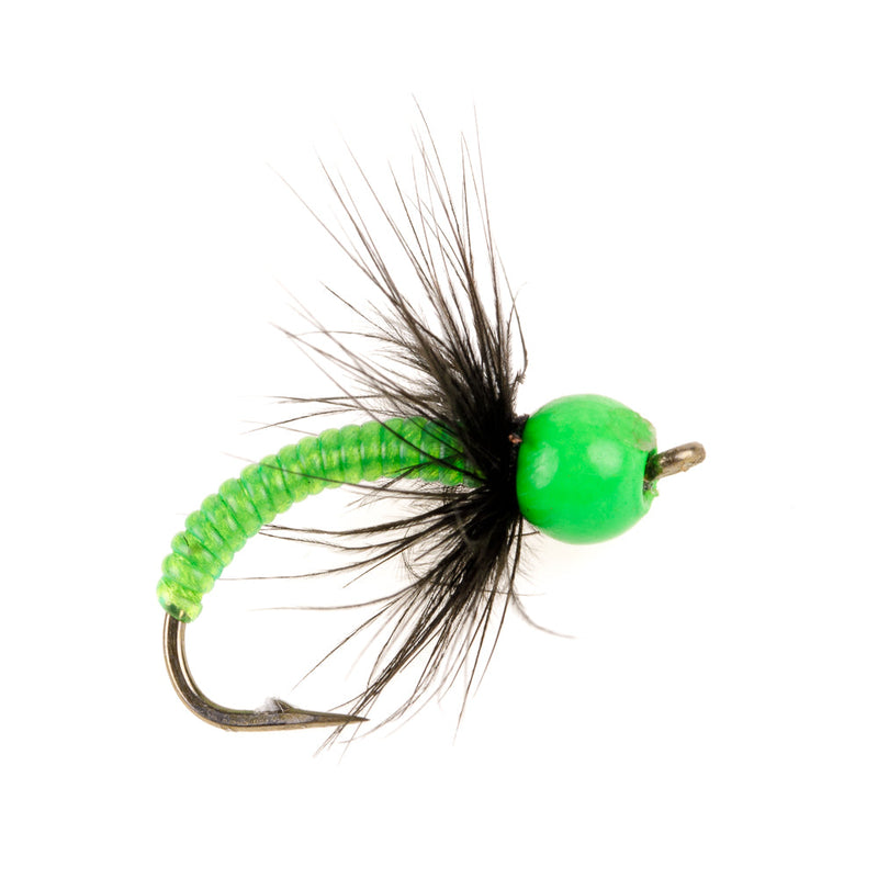 NORDIC TROUT FLY FLU GREEN TUNGSTEN BOBBER FLY