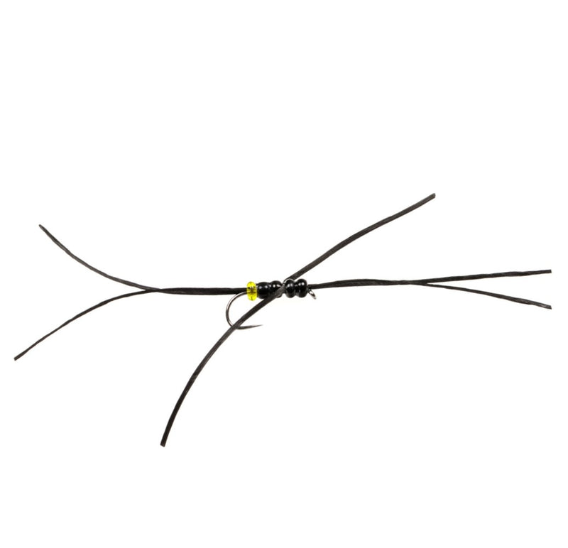 STILLWATER BARBLESS FLY APPS BLOODWORM BLACK YELLOW BUTT