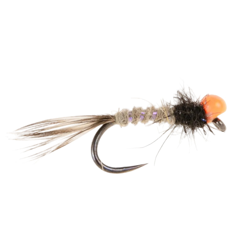 TUNGSTEN NYMPH BARBLESS FLY OFF BEAD COPPER HARES EAR & BLACK
