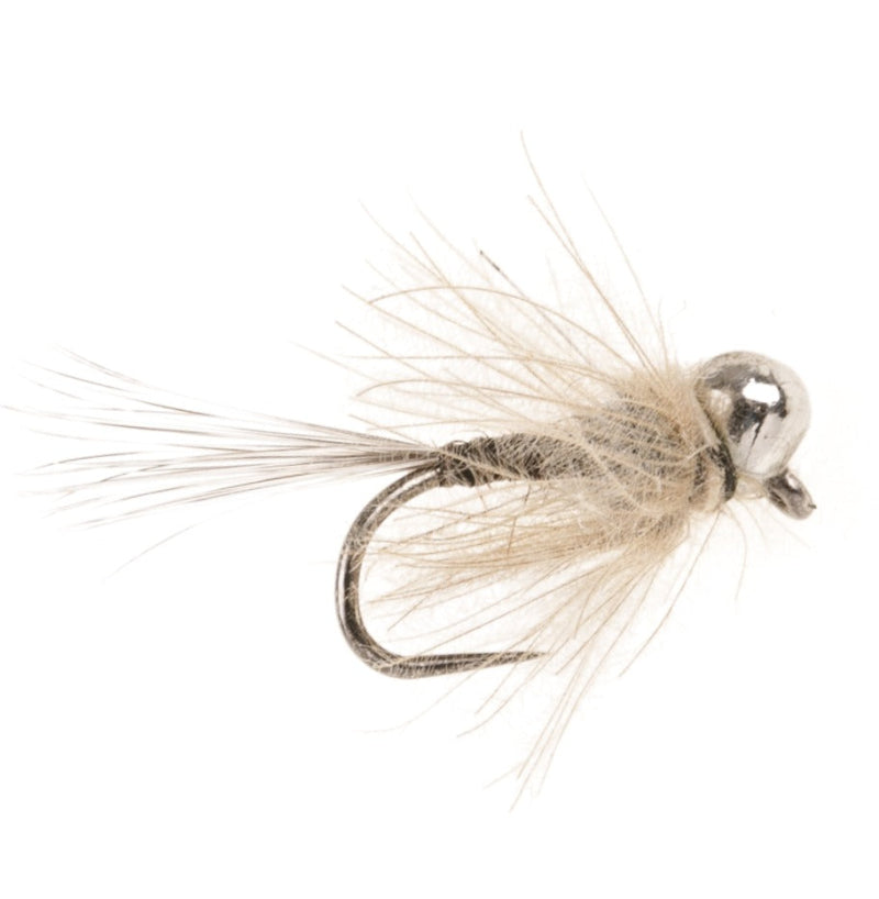 TUNGSTEN NYMPH BARBLESS FLY OFF BEAD SILVER CDC QUILL