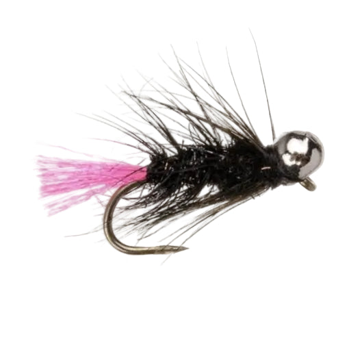 TUNGSTEN NYMPH BARBLESS FLY OFF BEAD SILVER BLACK & PINK