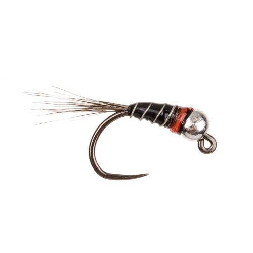 PERDIGON NYMPH BARBLESS FLY BLACK SILVER BEADHEAD PERDIGON