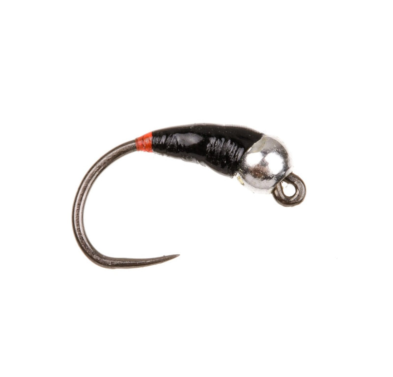 PERDIGON NYMPH BARBLESS FLY BLACK SILVER BEADHEAD DOCKER