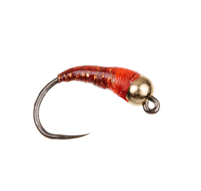 PERDIGON NYMPH BARBLESS FLY GOLD BEADHEAD RED FLASH DOCKER