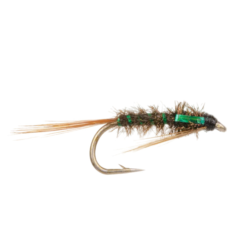 SLIM LINE NYMPH FLY GREEN HOLO CHEECK DIAWL BACH