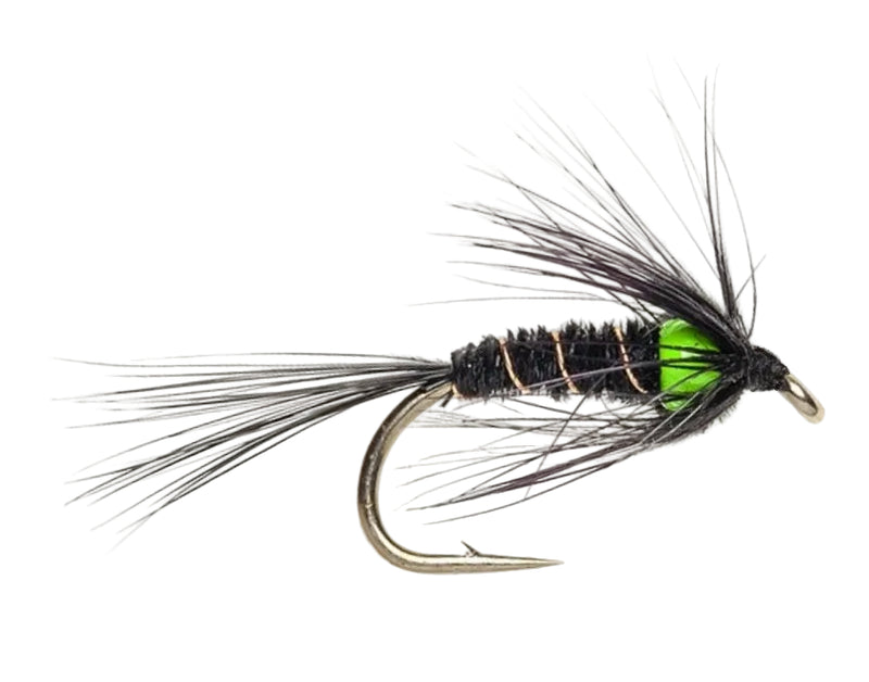 SLIM LINE NYMPH FLY CRUNCHER HOTHEAD GREEN BLACK
