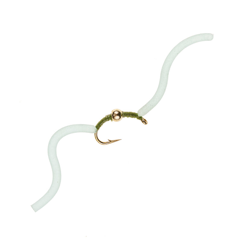 SQUIRMY WORM FLY GLOW WHITE