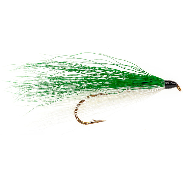 SALMON SINGLE FLY GREEN & WHITE COHO