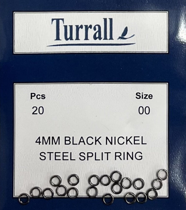 BLACK NICKEL STEEL SPLIT RING #00 / 4MM 20PC