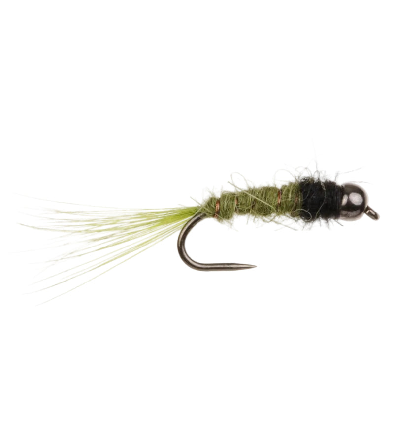 TUNGSTEN NYMPH BARBLESS FLY TUNGSTEN GRAYLING BUG HARES EAR OLIVE BL