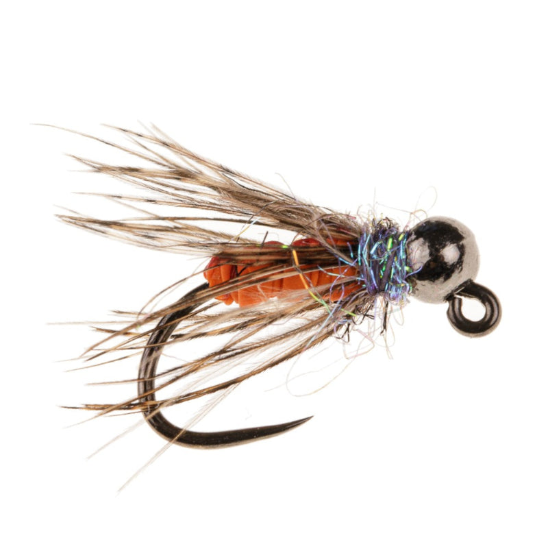 TUNGSTEN NYMPH BARBLESS FLY TUNGSTEN ORANGE RED JIG