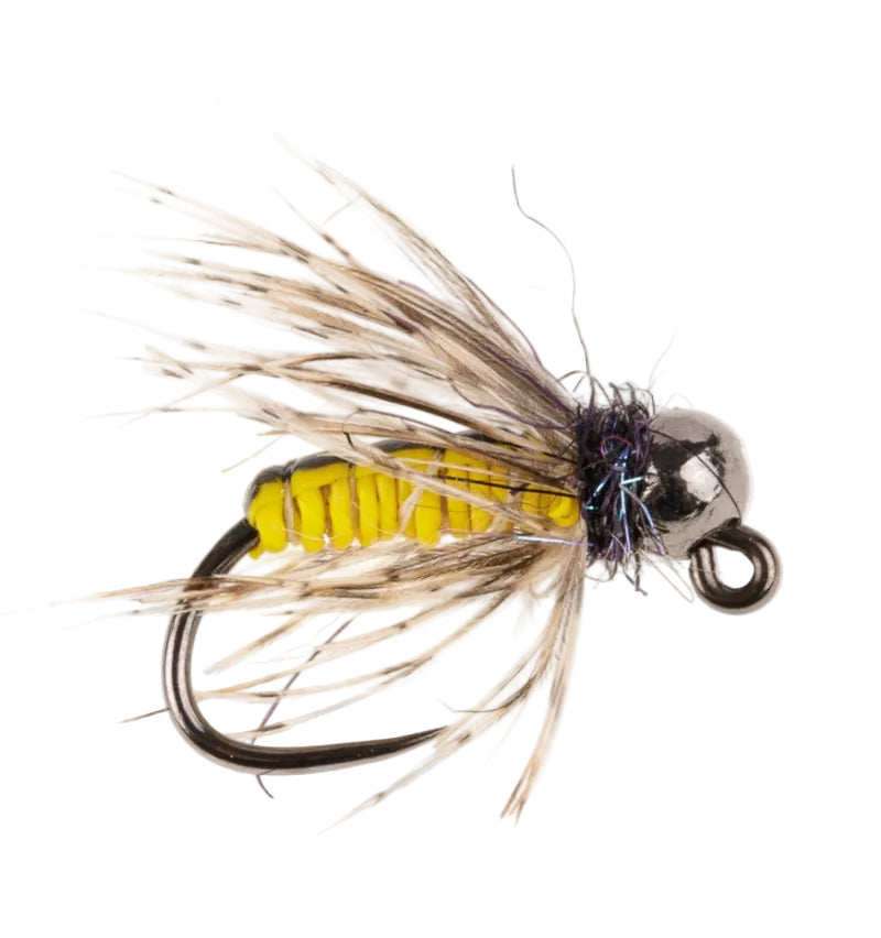TUNGSTEN NYMPH BARBLESS FLY TUNGSTEN YELLOW OLIVE JIG