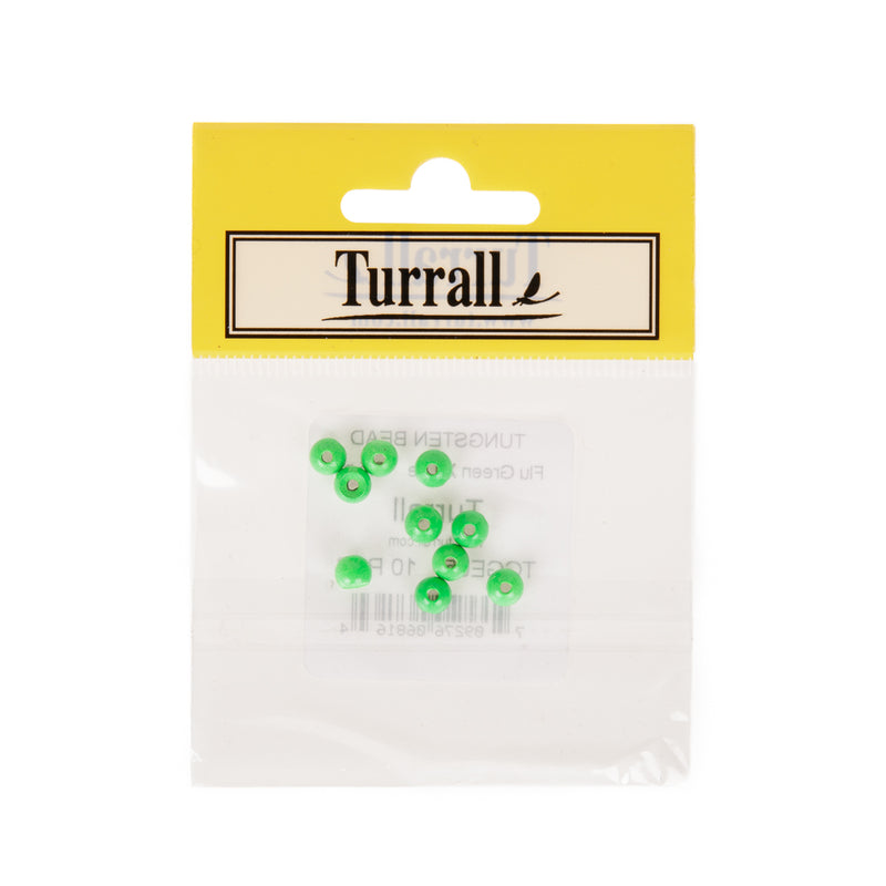 TUNGSTEN COUNTER SUNK FLU GREEN FLY TYING BEADS