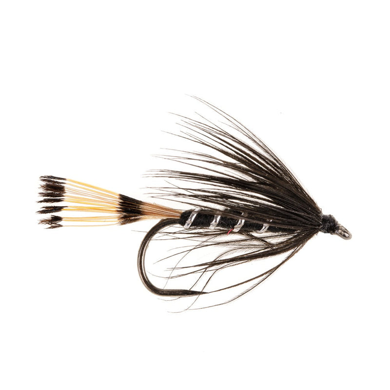 WET HACKLED BARBLESS FLY BLACK PENNELL