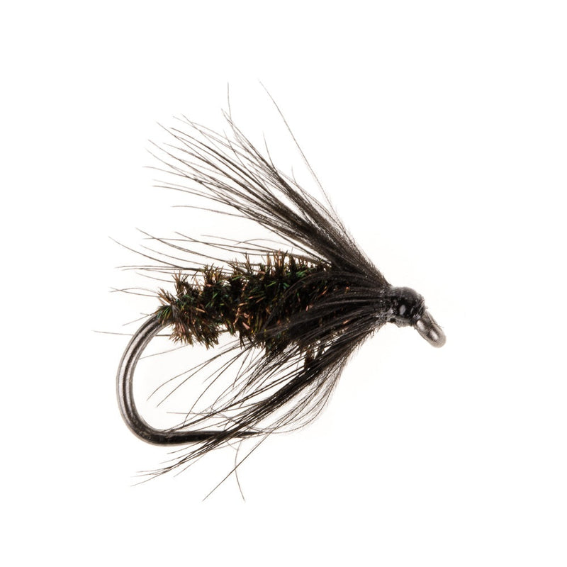WET HACKLED BARBLESS FLY BLACK & PEACOCK SPIDER