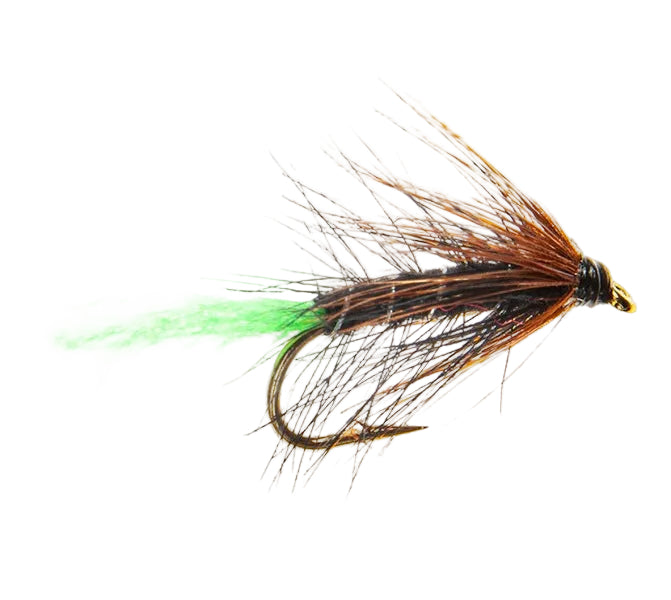 WET HACKLED FLY GREEN TAIL KATE MCCLAREN
