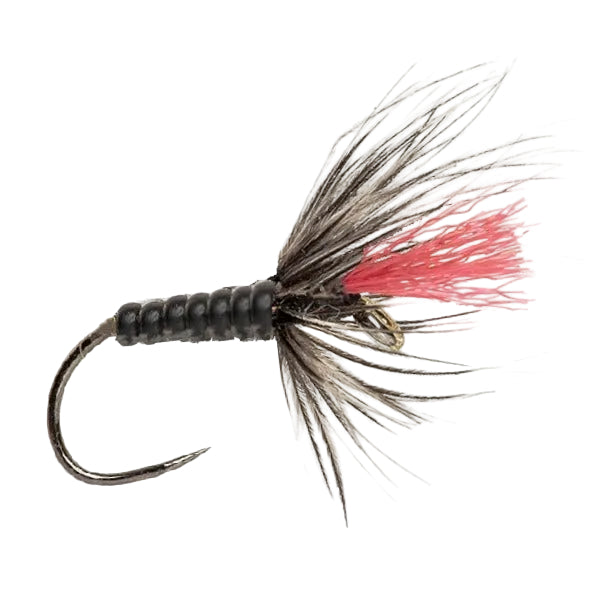 WET HACKLED BARBLESS FLY BLACK DEATH TENKARA
